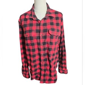 American Eagle Red And Black Plaid Flannel Shirt